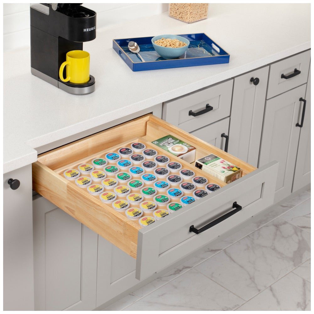 Wide birch coffee pod drawer insert