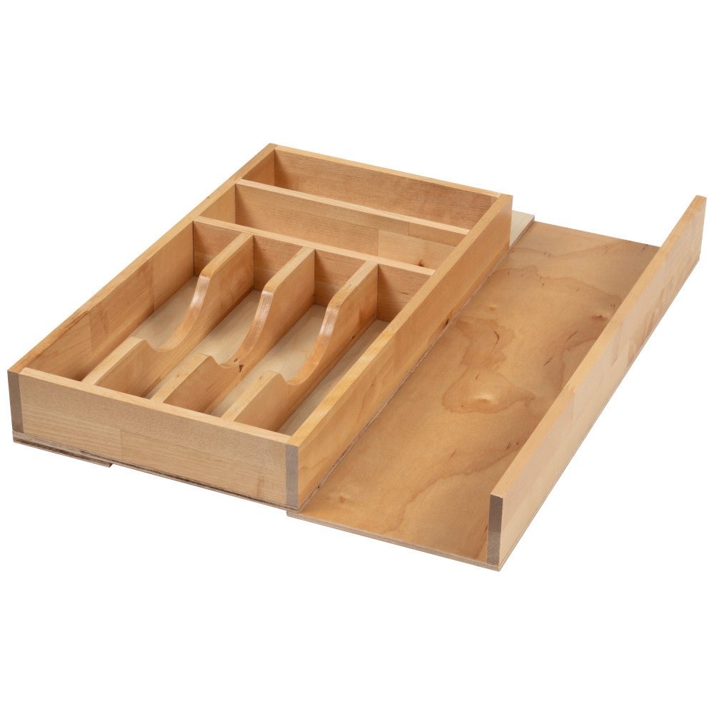 Cutlery drawer insert with adjustable width extension
