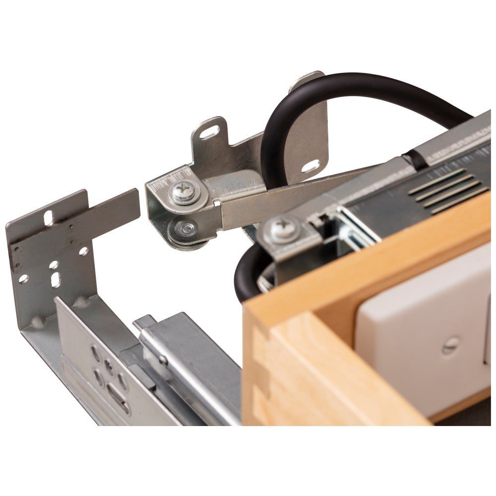 Rear bracket and cord routing on the soft-close undermount slide