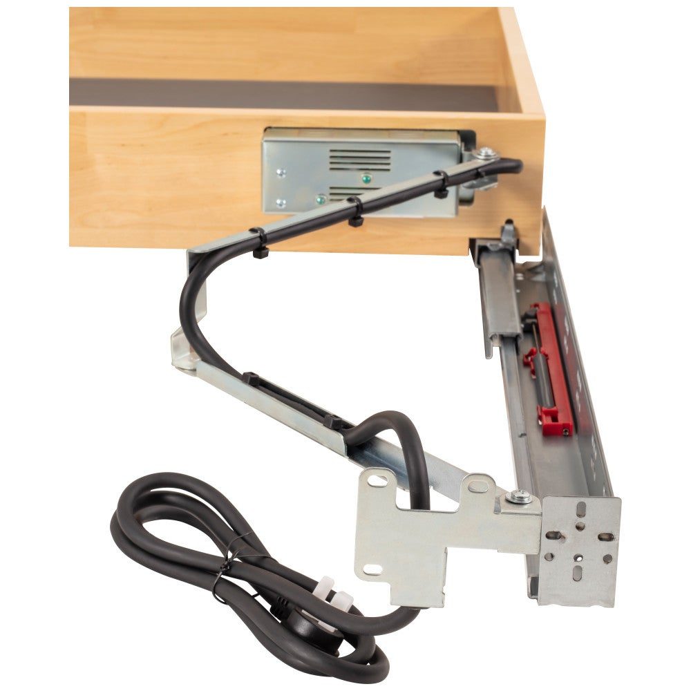 Power cord and slide-mounted cable carrier