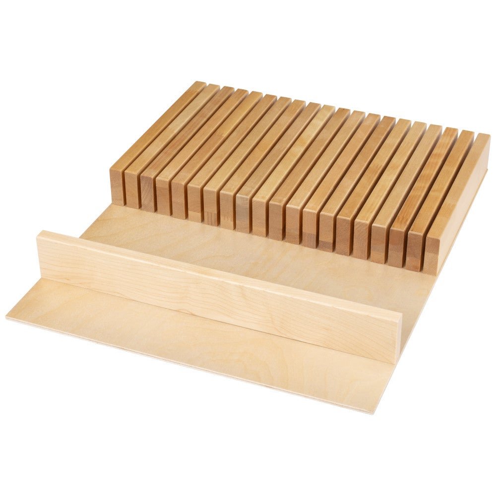 Birch knife block drawer insert with 19 knife slots