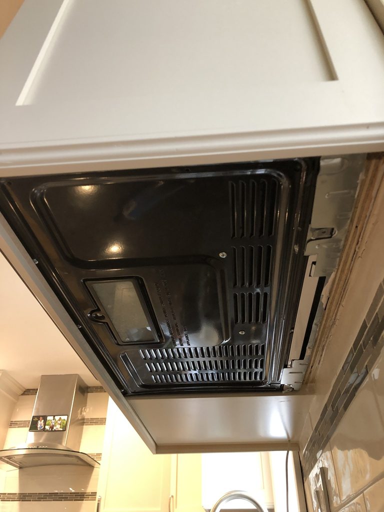 Underside detail of the integrated over-the-counter microwave