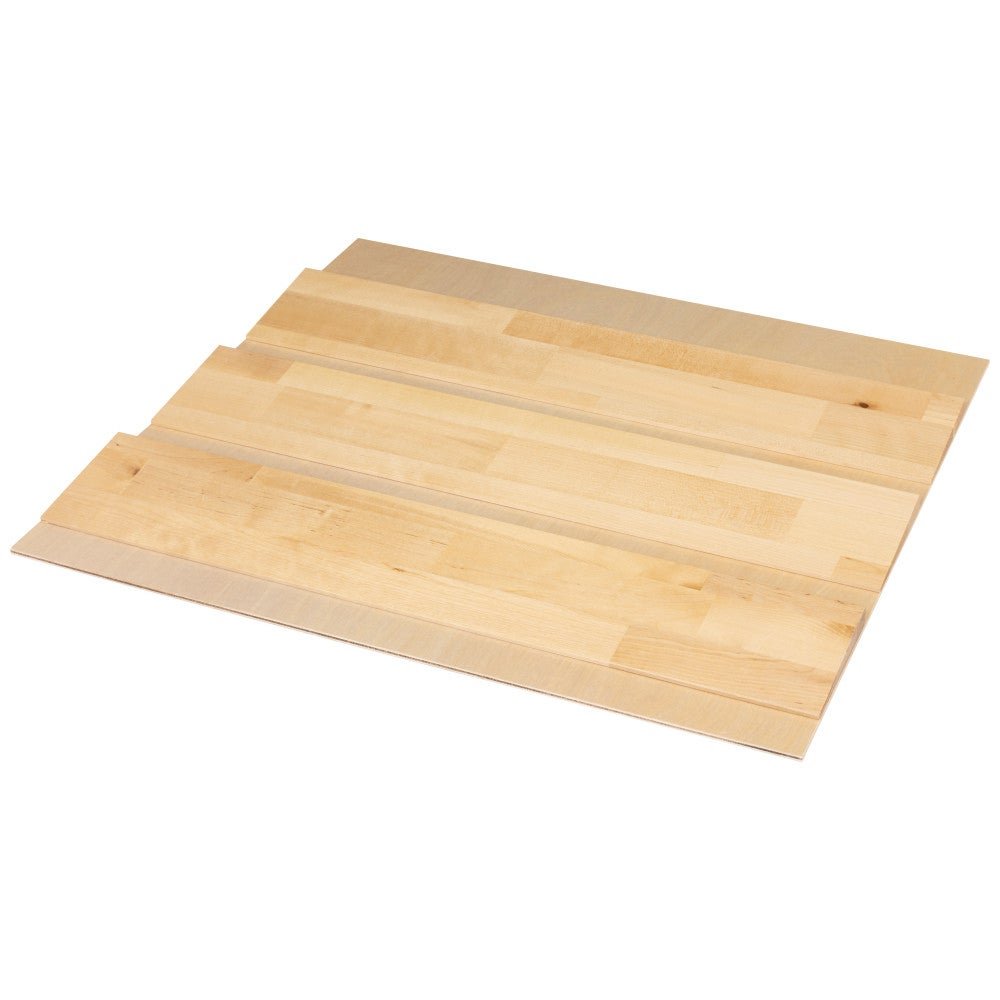 Wide birch spice drawer insert with staggered tiers