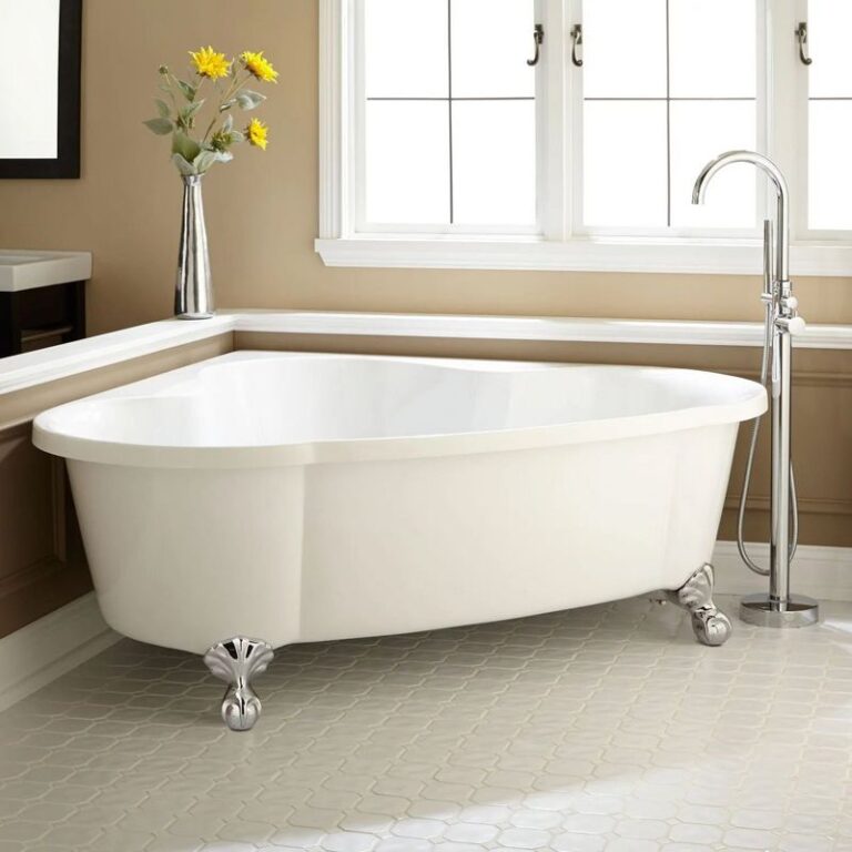 70" Talia Corner Acrylic Tub - Ball Feet