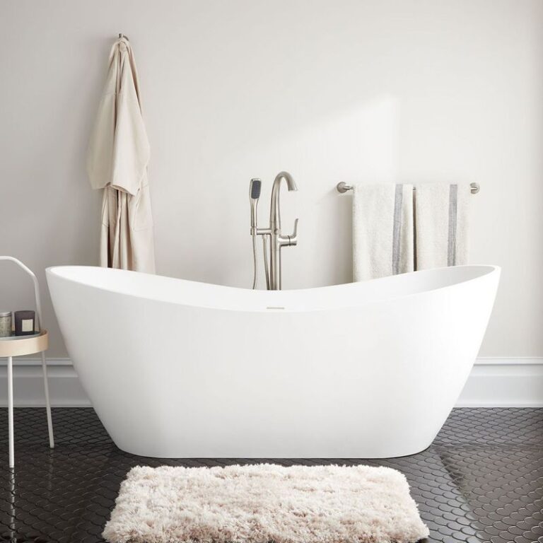 72" Sheba Solid Surface Freestanding Double Slipper Tub - Matte Finish