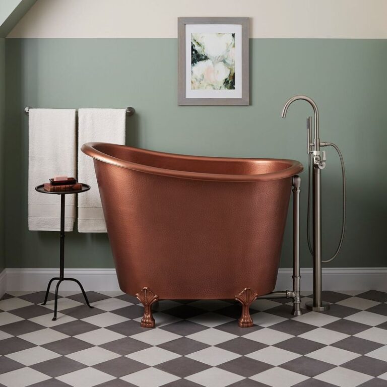 49" Abbey Copper Slipper Clawfoot Soaking Tub - Rolled Rim
