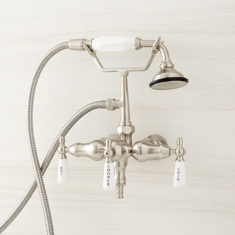 Woodrow Wall-Mount Tub Faucet with Hand Shower and Wall Couplers