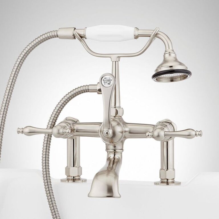Deck-Mount Telephone Tub Faucet with Lever Handles and Deck Couplers