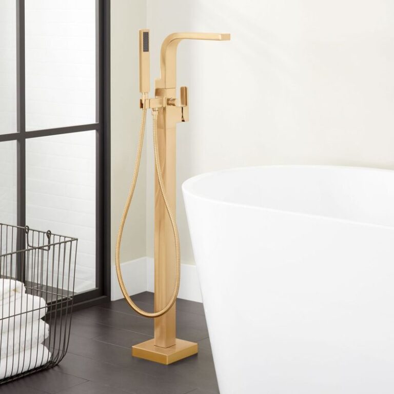 Hibiscus Freestanding Tub Faucet with Hand Shower