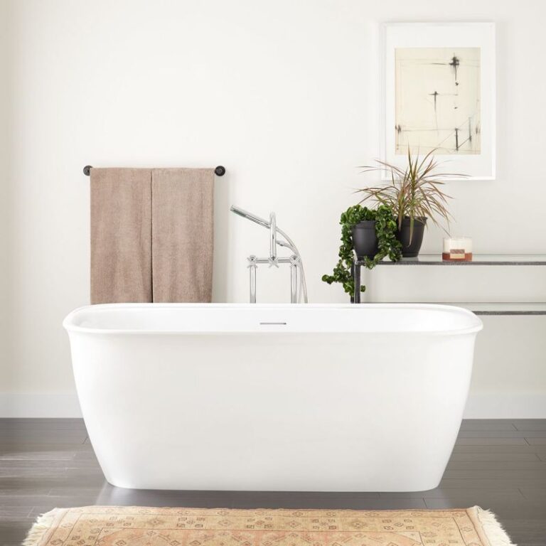 63" Rassi Acrylic Freestanding Tub with Trim