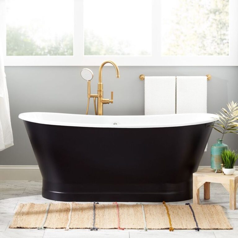 67" Kateryn Cast Iron Double-Ended Skirted Bateau Tub - Rolled Rim