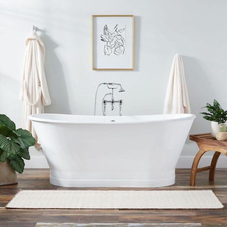 67" Kateryn Cast Iron Double-Ended Skirted Bateau Soaking Tub - Rolled Rim