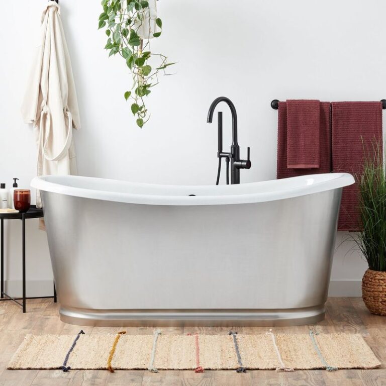 66" Dorset Cast Iron Double-Ended Skirted Bateau Soaking Tub