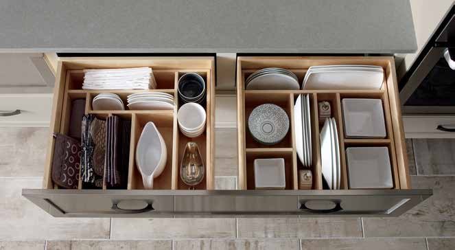 Omega custom-configured drawers tucked behind a single drawer front in an extra-wide cabinet